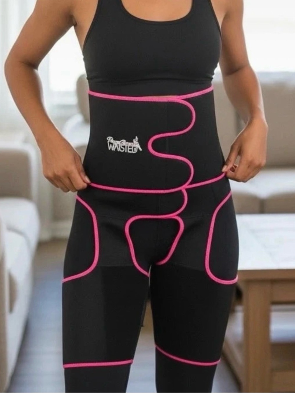 High-Waist Sculpting Waist Trainer Leggings - Black/Pink